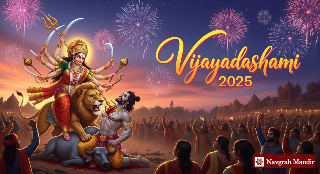 (Dussehra) Vijayadashami 2025 – Maa Durga’s victory over Mahishasura, Shree Navgrah Mandir online puja.