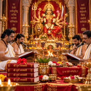Durga Saptashati Anushthan purnahuti performed at Shree Navgrah Mandir, Khargone